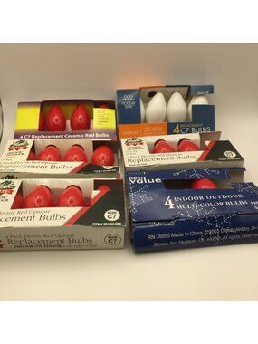 C7 Red Ceramic Christmas Light Bulbs Replacement Pack Hilarious Holiday Decor